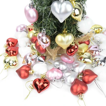 12pcs/box 4cm Širdies Formos Ornamentu Kalėdų Medžio Karolius, Kamuolys Kabo Papuošalai Kalėdų Vakarėlį Prekių Bling Kalėdų Niekučius