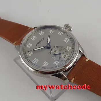 44mm parnis pilkos spalvos ciferblatas odos vertus likvidavimo 6498 mechaninė mens watch P804