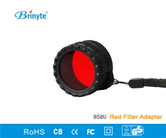 Brinyte B58UR48 LED Žibintuvėlis Difuzorius Raudoną Filtrą 48mm 49mm Žibintuvėlis Objektyvas Raudona Žibintuvėlis Filtras Difuzorius Raudona