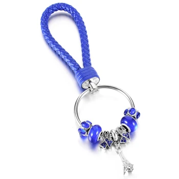 KEORMA Mados Žavesio Karoliukai Key Chain Išskirtinį Eifelio Bokštas Pakabukas Mėlynas Granules Key Chain, skirtas Moterų ir Vyrų Subtilus Aksesuaras