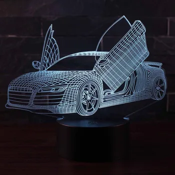 Lenktynių Automobilių Serijos 3D LED Nakties Šviesos su 7 Spalvų Šviesos Namų Puošybai Nuostabi Iliuzija Naktį Šviesos Lempos Lašas Laivybos