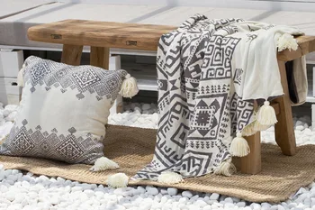 Namų Tekstilės Suaugusiųjų Medvilnės Mezgimo Antklodė su Kutai + Pagalvėlė Padengti Sofa Plaids Mesti Lovatiesė Padengti Antklodė
