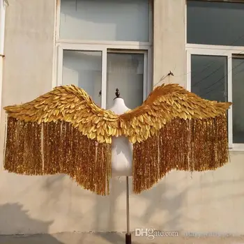 Seksualus sidabro aukso Kutai angelas plunksnų sparnus gražus fairy wings Automobilių Parodoje etapo rezultatus Cosplay fotografavimo rekvizitai