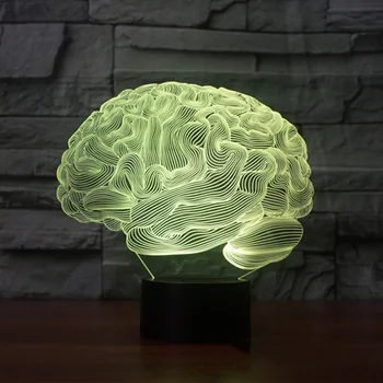 Smegenų Formos 3D Iliuzija Lempa 7 Spalvų Kaita, Paspauskite Jungiklį Led Nakties Šviesos Akrilo Stalo Lempos Atmosfera Lempos Naujovė Apšvietimas