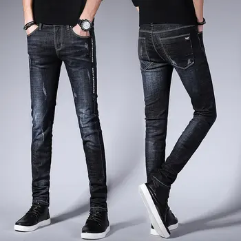 Sveiki vyriški džinsai slim fit 2021 nauja rudens ir žiemos kelnės korėjos stiliaus madinga slim stretch paauglių pieštuku džinsai