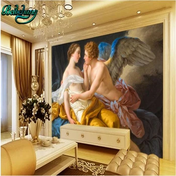 Beibehang Užsakymą Tapetai, Freskos Dekoratyvinis Pu Sake Priima Erotika Kiss Europos Stiliaus Naftos Tapyba Fone Sienos
