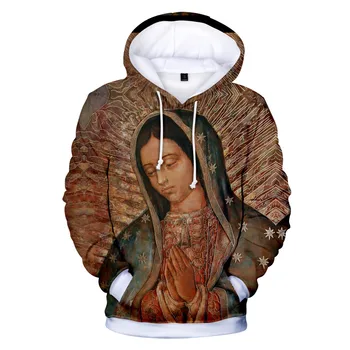 Juokinga Kūrybos Our Lady of Gvadalupės Mergelės Marijos Meksika 3D Hoodies Palaidinės ilgomis Rankovėmis Hoodie Berniukų/Mergaičių Vaikai Kietas Puloveriai
