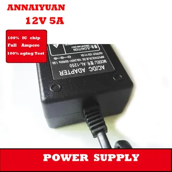 Nemokamas pristatymas aukštos kokybės 5.5*2.5 mm Dvigubo lizdo line 12 V 5 A elektros energijos tiekimo juoda AC110-240 V 60 W maitinimo adapteris