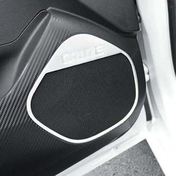 Nerūdijančio plieno Chevrolet Cruze. 2016 m. 2017 m. 2018 m reikmenys, Automobilių vidinis garsiakalbis garso Ragų žiedas dangtelis apdaila Lipdukas Automobilio stiliaus