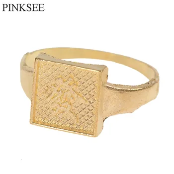 PINKSEE 3PCS Hiperbolinis Aukso Spalvos Kinų Simbolių Žiedai Vyrams Piršto Žiedą Siųsti Atsitiktinai Didmeninė Papuošalai