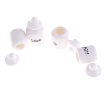4pcs Mini 1:12 Lėlės Namas Miniatiūriniai Mielas Baltos Keramikos Saugojimo Stiklainiai Virtuvės Reikmenys Klasikinis Apsimesti Žaisti Baldai