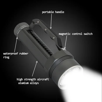 Nardymo Šviesos 6*XM-L2 LED Nardymas Fotoblyksčių Lempos, Šviesos, atsparus Vandeniui 100M po vandeniu Fakelas Žibintų Naudojimo 32650 Baterija