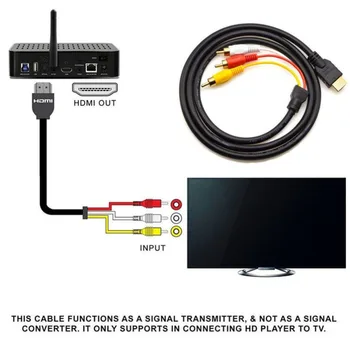1,5 M HDMI Male į 3 RCA Vaizdo Garso Laido Komponentų Kabelis, AV Adapteris, HDTV 1080P Prisijungti Linija