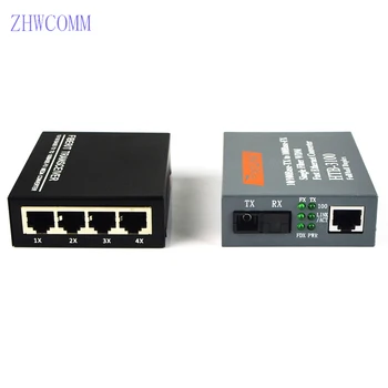 1 dvigubo 10/100M Fast Ethernet media converter, 1 RJ45 4 SFP media converter+HTB3100 20KM Ryšio režimas, optinis pluoštas radijo stotelė