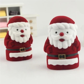 1 gabalas Velvet Red Santa Claus Žiedas Lange Kalėdų Dovana Karoliai, Auskarai Papuošalai Pakavimo Dėžutė