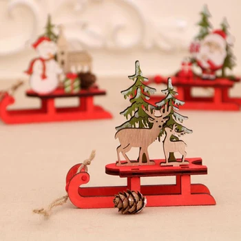 1 Set Kalėdų Namuose Surinkti Apdaila Medinė Dėlionė Medžio Kabo Pakabukas Ornamentu