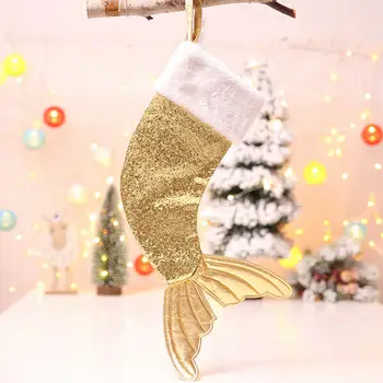 1 VNT Kalėdų Senelio Saldainių Maišelį Kalėdinė Dekoracija Žuvies Formos Blizgučiai Undinėlės Uodega Kojinių Vaikams Kalėdų Dovanų Maišeliai Namuose Kabo Dekoro