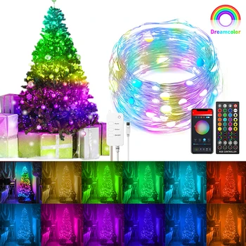 10/5M USB Šviesos Vario LED String Žibintai tuya USB WIFI Bluetooth Nuotolinio Valdymo RGB Pasakų Girliandą Kalėdų Vestuves Decora