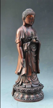 10 Kinijos Budizmo Šventykla, Raudona, Vario, Bronzos Stovėti Sakyamuni RuLai Budos Statula