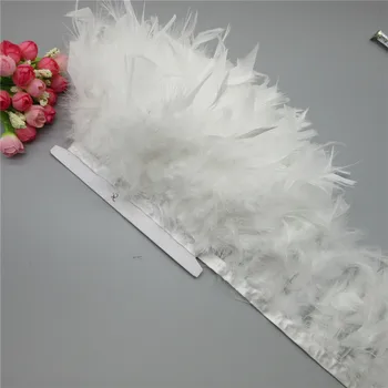 10 Metrų Baltas purus Turkija plunksnų juostelė pakraštyje 6-8inch turkija plunksnų apipjaustymas šokėja karnavaliniai kostiumai 