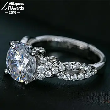 10 mm Apvalus Supjaustyti S925 Fine Jewelry sterlingas sidabro žiedas Laboratorijoje sukurta deimantų Karatais 4Cs vestuvių pasiūlymas svajonė