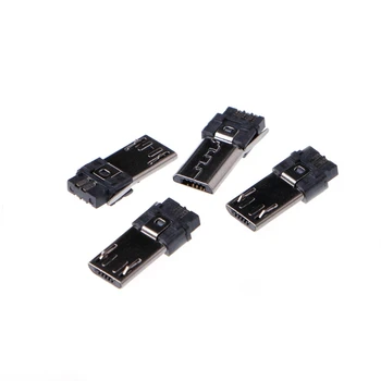 10 Rinkinių, Micro USB Suvirinimo Tipo Vyrų 5 Pin Plug Jungtis w/Plastiko Padengti 4 in 1 