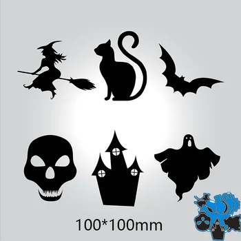 100*100mm gyvūnų ragana Halloween Kūrybinės Naujos Metalo Pjovimo Miršta užrašų knygelė Įspaudas Popieriaus Amatų Albumą Kortelės Smūgis Peiliu