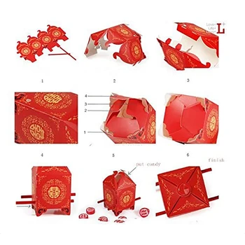100 Pack Kinų Tradicinį Raudoną Nuotakos Sedanas Kėdė Stiliaus Vestuvių Nuotakos Dušas Naudai, Saldainių, Dovanų Dėžutės