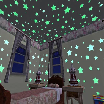 100 vnt 3D žvaigždės švyti tamsoje Šviesos ant Sienų Lipdukai Vaikų Kambario gyvenimo kambario Sienos Lipdukas Namų Puošybai Spalvingas Plakatas