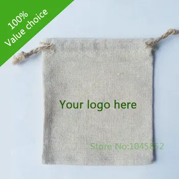 1000 vnt./daug W15*H18cm Užsakymą išspausdinti Mažas Džiuto raišteliu krepšys saugojimo Lino dovanų pakavimo maišelis Su vienos spalvos logotipo