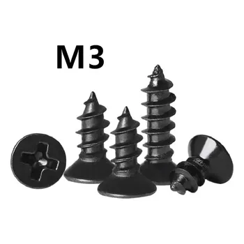 1000PCS M3x6/8/10/12/14/16/20/25/30/50mm GB846 KA Black 304 Nerūdijančio plieno, plokščia galva kirsti įleidžiama galvute savarankiškai sriegių sriegimo