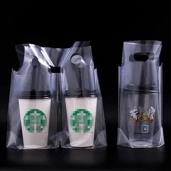 100vnt Aukštos kokybės skaidrus pienas, arbata, kavos puodelį, pakavimo maišeliai, vienkartiniai gėrimų gėrimas takeaway nešiojamų plastiko maišelis