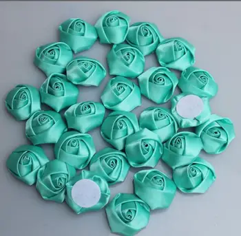 100vnt/Daug 3,5 cm Tiffany Mėlynos Gėlės Rankų darbo Satino Rose Juostelės Gėlės 