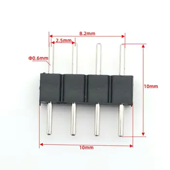 100vnt RGB 4 Pin RGBW 5PIN Jungtis Adapteris pin įkišta adata vyriško tipo dvigubai Už 5050 3528 spalvos LED Juostelės priedai