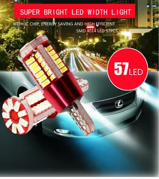 100vnt/T10 w5w Led automobilių canbus super šviesus 57smd plotis lempos NE Klaida Automobilių žymeklis Auto Pleišto licencijos žibintai, stovėjimo šviesos 12V