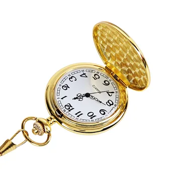 1046Smooth Ir Ryškus Retro Mados two-faced Kišenėje Žiūrėti aukso Kišeninio Laikrodžio Su Karoliai Kišenėje žiūrėti