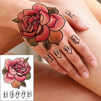 10vnt/daug laikina tatuiruotė lipdukas gėlė vertus rose tatuiruotė merginų, moterų mehndi lipdukai rankos pirštą, tatuiruotė netikrą chnos