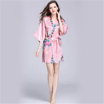 10vnt/daug Modeliavimo šilko pižamą ponios vasaros rankovės povas chalatas namų paslauga Nightdress Moteriški naktiniai drabužiai