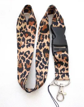 10vnt Leopardas Spausdinimo logotipas Kaklo Dirželis Virvelę Keychain paketų prižiūrėtojų raktinę Telefono Kortelės Ženklelis