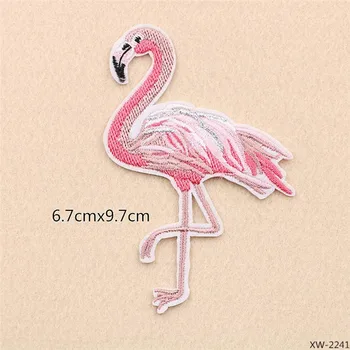 10VNT Pigūs Išsiuvinėti Flamingas Patch for clothes 