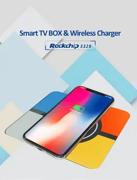 10vnt S10 Plius Android 9.0 Smart TV Box su Belaidžio įkrovimo Dizaino RK3328 4GB 64GB Wifi 2.4 GHz 100M LAN 4K USB 3.0