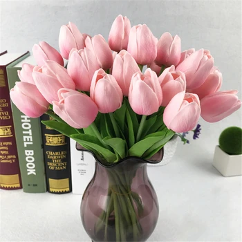 10vnt Tulpių Dirbtinių Gėlių Nekilnojamojo Touch Gėlių Puokštė Netikrą Gėlių Nuotakos Puokštė Namų Puošmena Vestuvių Valentino Dieną