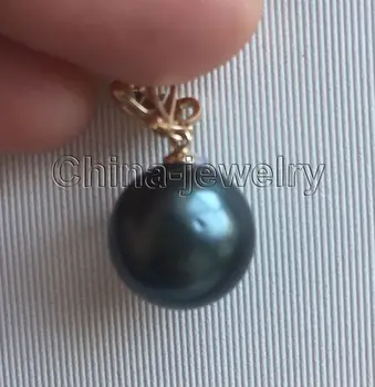 11.6 mm natūralus juodas pietų jūros vandens Taičio perlų pakabukas