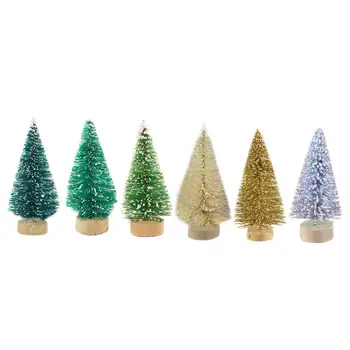 12-Gabalas Mini Kalėdų Eglutę Sizalio Šilko Kedro - Apdailos Mažas Kalėdų Medis - Auksas, Sidabras Mėlyna Žalia Balta Mini Eglutė