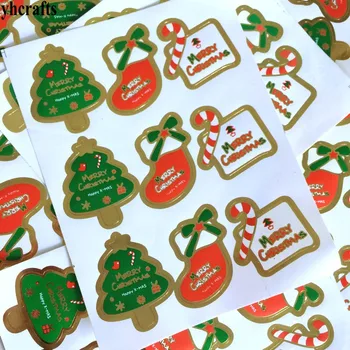12PCS/DAUG.Kalėdų eglutė kojinės popieriniai lipdukai Kalėdos kepti etiketės, Dekoratyviniai lipdukai Vaikams 