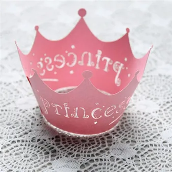 12Pcs/set Princess Crown Dizaino Popieriaus Tortas Įpakavimo Taurės Gimtadienio Apdailos Slapukas Cupcake Wrapper