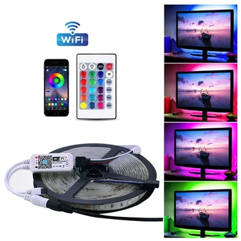 12VRGB5050 LED žibintai, nustatyti WIFI smart APP valdytojas infraraudonųjų spindulių 24-raktas nuotolinio valdymo pultas TV viešbutis KTV namų apšvietimo apdaila