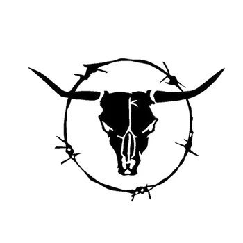15*5cm Vinilo Decal Longhorn Jaučio Kaukolė Barb Wire Karvė Šalies Priekaba Lipdukas, Automobilių Priedai, Automobilių Stilius Vinilo Lipdukai