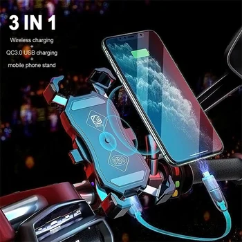 15W Belaidis Kroviklis Motociklo Telefono Turėtojas QC3.0 USB jungtį Telefono Laikiklis 360 Sukimosi MTB Bike Mount 