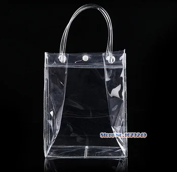 17x23x7cm ryškus ekranas drabužiai, krepšiai, Skaidri dovanų plastikinių maišelių rankenos kosmetikos krepšys pack